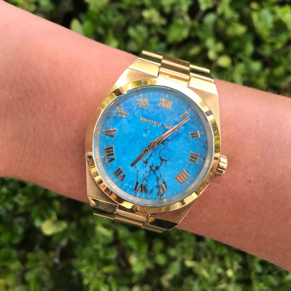 Michael Kors Channing Turquoise Gold Watch- NWT